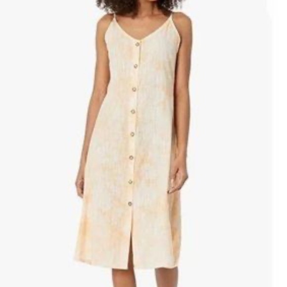 Roxy Wild Ties Midi Dress- Orange Tie Dye Cotton Sundress- Size Small - Picture 2 of 12